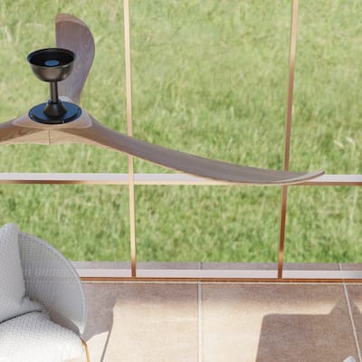 Natural Wood Ceiling Fan with Remote,6 Speeds, Timer,Reversible,for All Seasons,Bedroom,Balcony, Study,No Light
