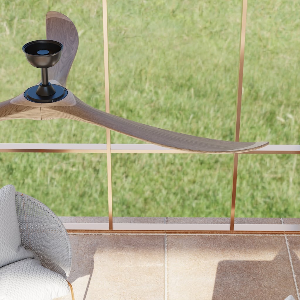 Natural Wood Ceiling Fan with Remote,6 Speeds, Timer,Reversible,for All Seasons,Bedroom,Balcony, Study,No Light