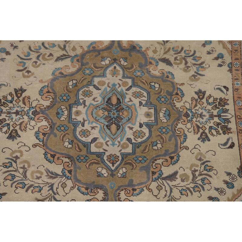 Tabriz Persian Vintage Rug Hand-Knotted Traditional Wool Carpet - 6'5"x 9'7"