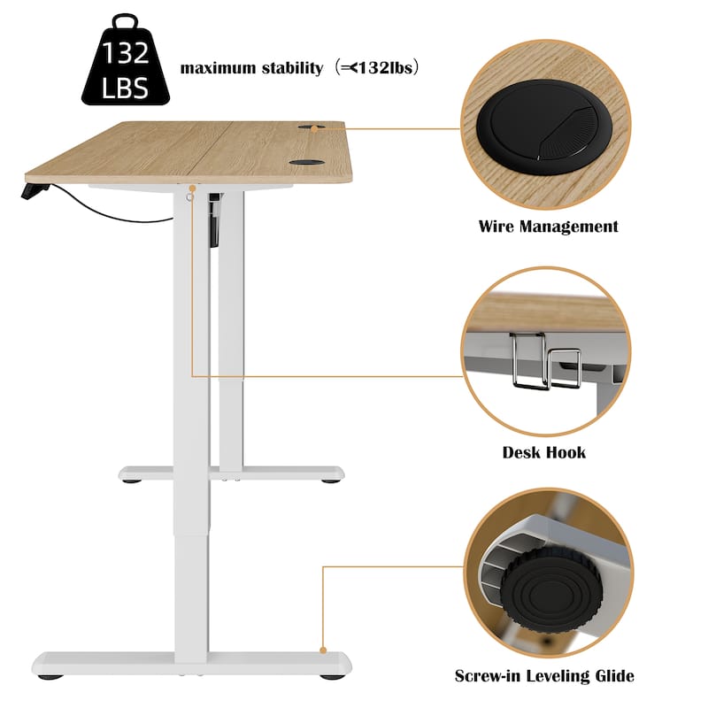 Futzca Height Adjustable Electric Standing Desk, Computer Office Desk