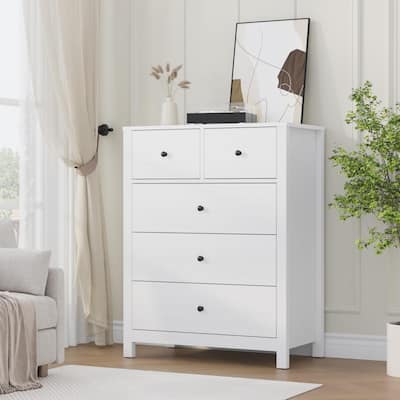 5 Drawer Dresser for Bedroom, Modern Wooden Storage Chest Organizer with Drawers
