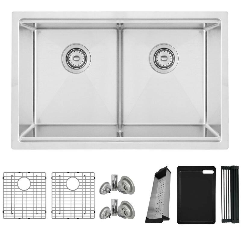 Dual-Mount Stainless Steel Workstation Kitchen Sink built in Accessories