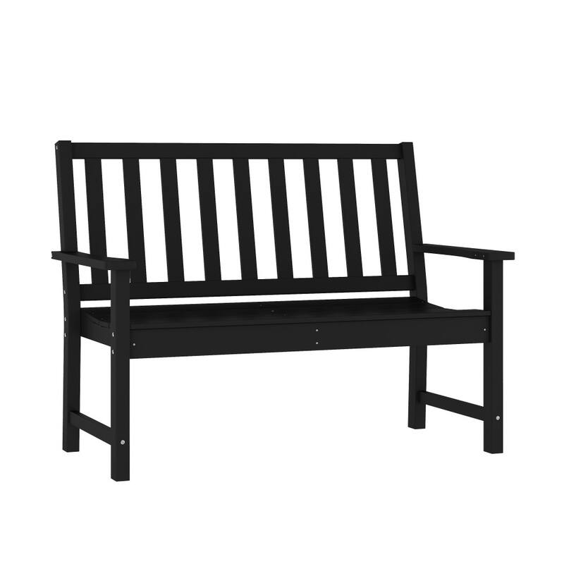 Indoor-Outdoor Recycled HDPE Bench with Contoured Seat and Integrated Arms