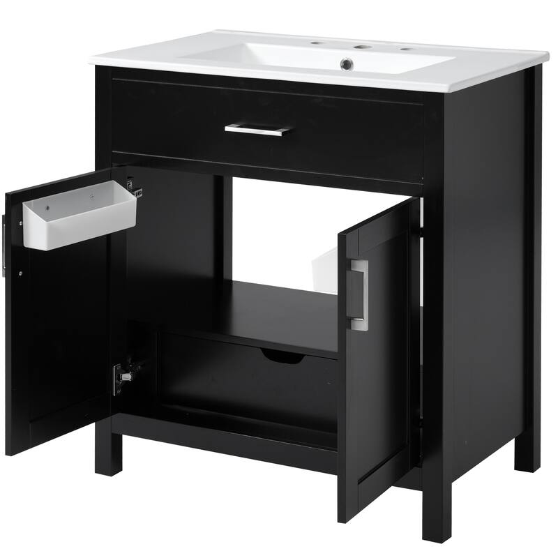 30-Inch Bathroom Vanity with Ceramic Sink and Ample Storage