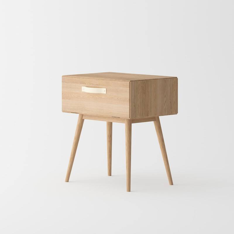 Isabella Mid Century Bedroom Set - Solid American White Oak (Bed + 2 Nightstands)