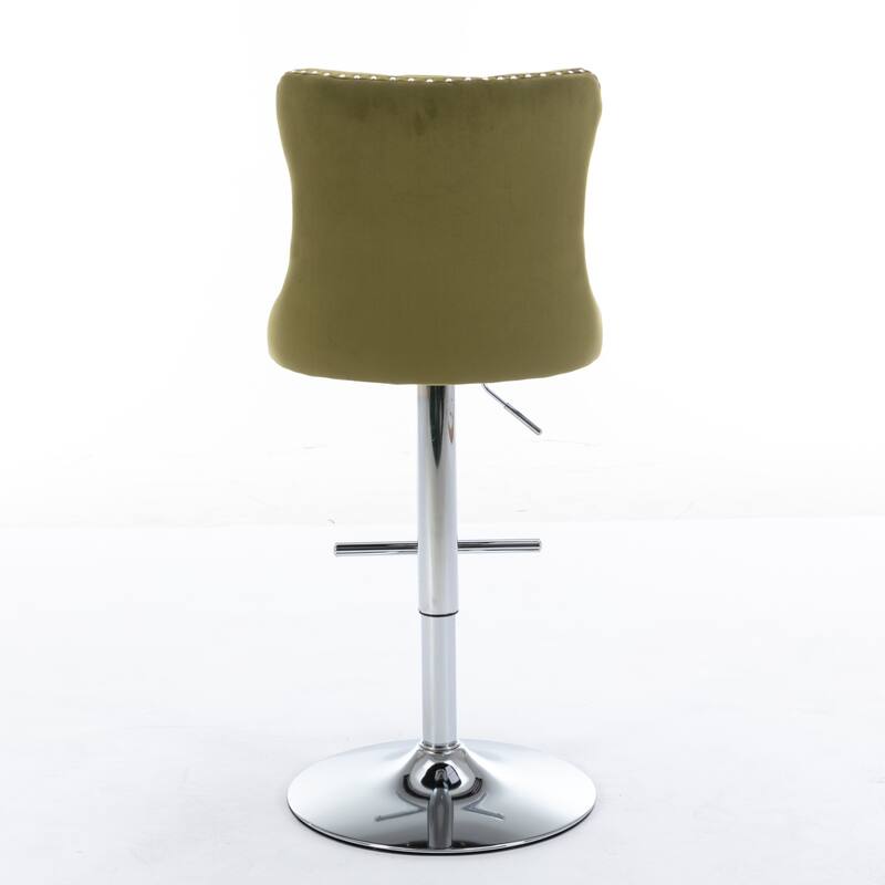 GDF Studio - Modern Upholstered Swivel Velvet Bar Stools with Adjustable Seat Height and Tufted Back (Set of 2)