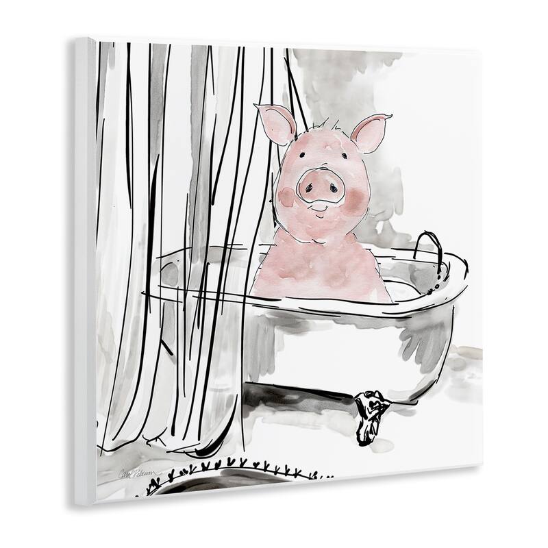 Stupell Minimal Bathtub Piggy Wall Plaque Art Design By Carol Robinson