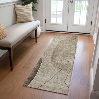 Machine Washable Indoor/ Outdoor Chantille Modern Abstract Rug