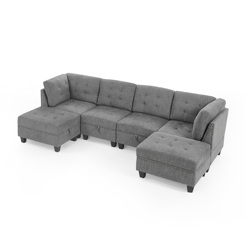 Ushape Sectional Sofa Chenille Combination Sofa Durable Couch with