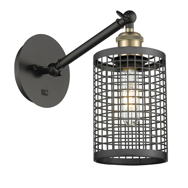 Innovations Lighting 317-1W-12-5 Nestbrook Sconce Nestbrook 12" Tall - Black Antique Brass / Matte Black