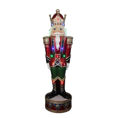 36.5" Pre-Lit Christmas Nutcracker Statue with LED Multi-Colored Lights