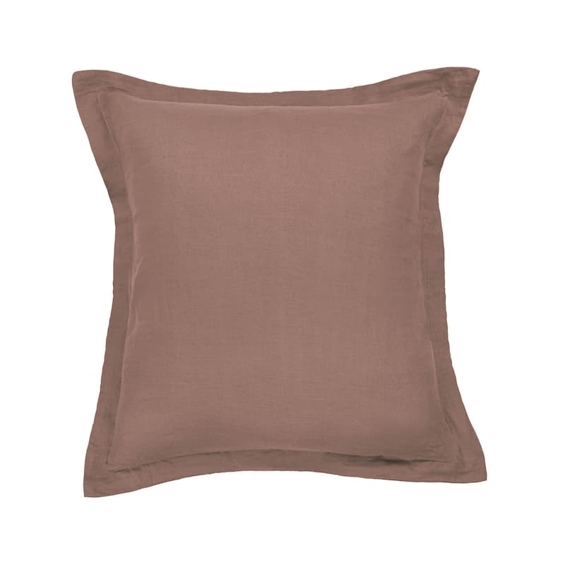100% French Linen Flanged Euro Sham by BOKSER HOME - Pillow Covers - 26" x 26" - Clove