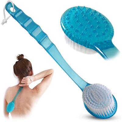 Long Handle Exfoliating Shower Brush Blue