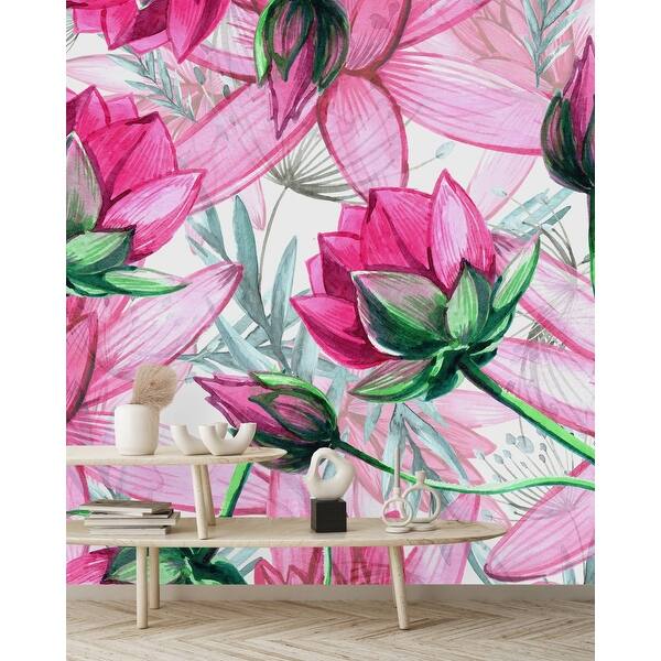Pink Flowers Wallpaper Peel and Stick and Prepasted - Bed Bath & Beyond ...