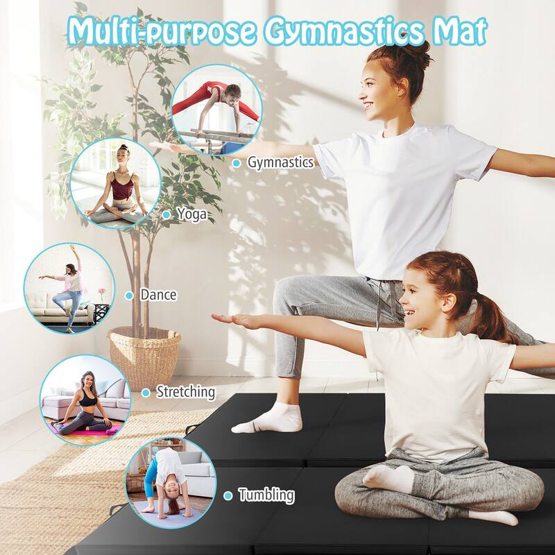 Gymax 8' x 4' x 2'' Folding Gymnastics Mat Tumbling Exercise PU