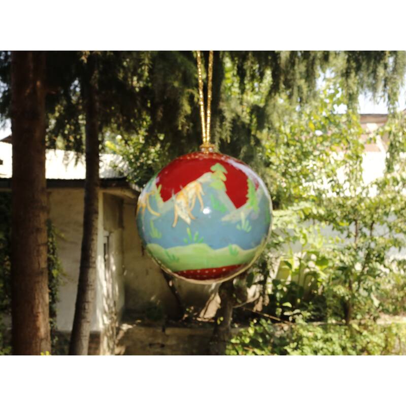 Handmade Christmas Ornaments Hand Painted by Artisan on Recycled Paper - Mir 10 - One Size