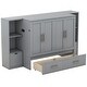 preview thumbnail 9 of 22, Queen Size Wood Murphy Bed with Shelves,Wall Bed with Drawers and USB Ports