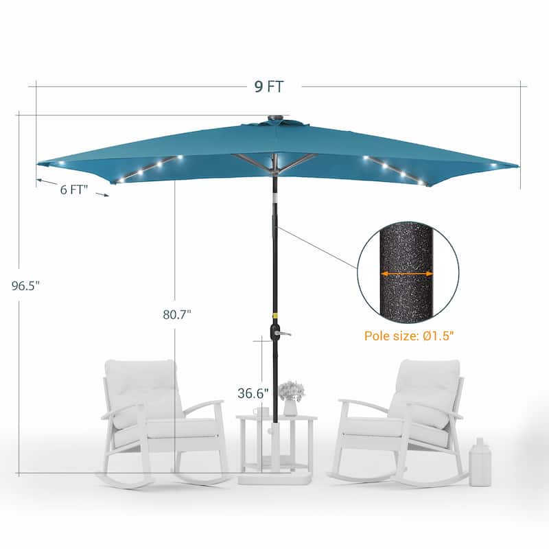 LIVOOSUN 6x9Ft LED Patio Umbrella Weather Resistant Table Umbrella