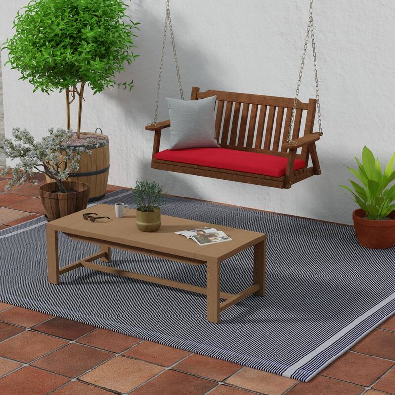 Sunbrella 48" x 18" Red Solid Outdoor Bench Cushion with Ties - 18'' L x 48'' W x 3.5'' H - Canvas Jockey