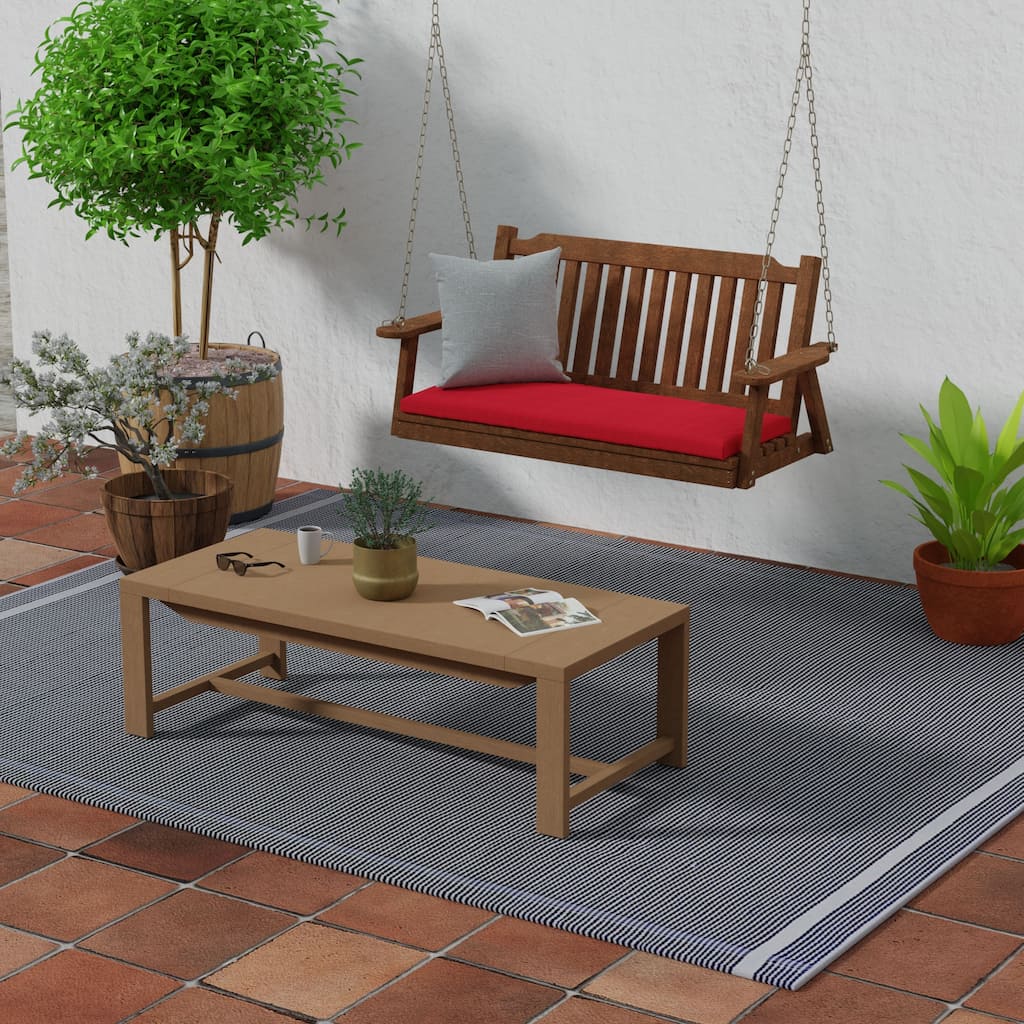 Sunbrella 48" x 18" Red Solid Outdoor Bench Cushion with Ties - 18'' L x 48'' W x 3.5'' H