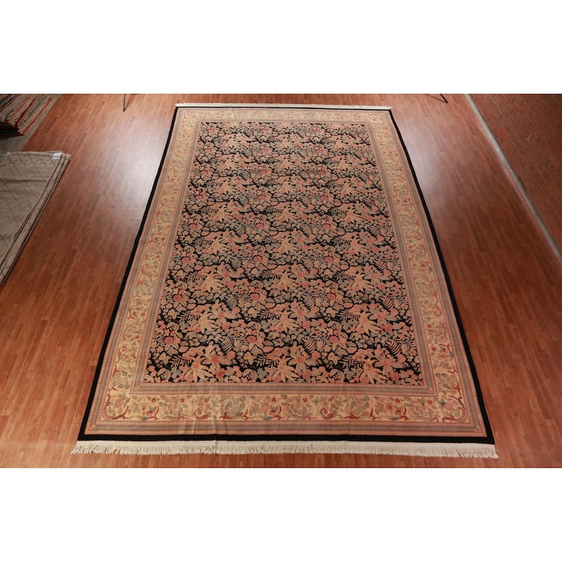 Vegetable Dye Floral Aubusson Chinese Large Rug Handmade Wool Carpet - 11'11" x 17'11"