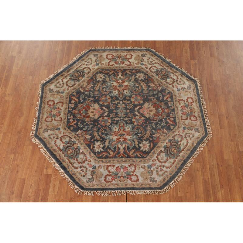 Heriz-Serapi Octagon Rug Hand-Knotted Wool Carpet - 6'0" x 5'11"