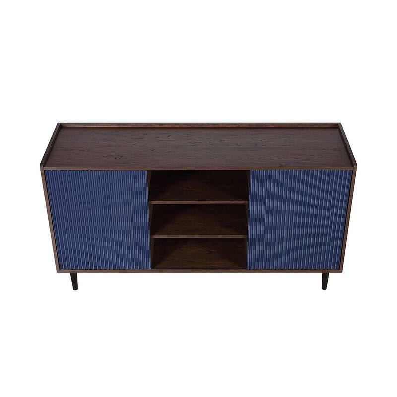 Manhattan Comfort Duane 59.05 Modern Adjustable Shelf Ribbed Sideboard