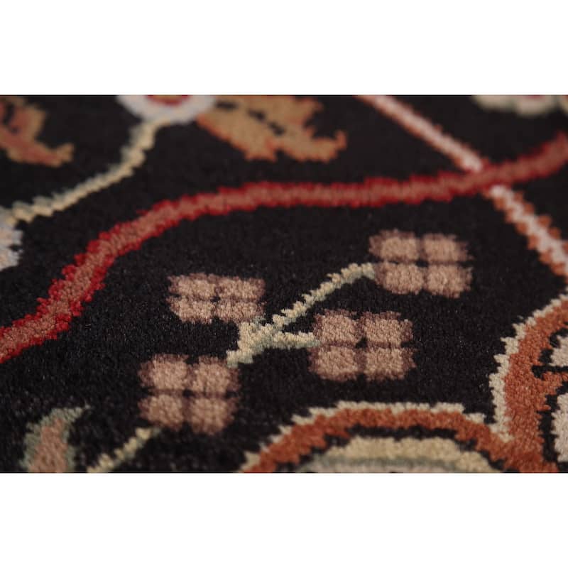 Black Agra Oriental Area Rug Handmade Wool Carpet - 6'1"x 9'2"