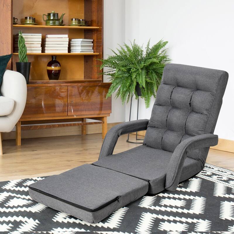 Folding Floor Massage Chair with Adjustable Backrest and Armrests