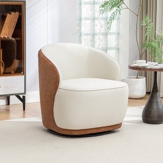 SEYNAR Modern Velvet and PU Leather 360 Degree Swivel Accent Chair ...