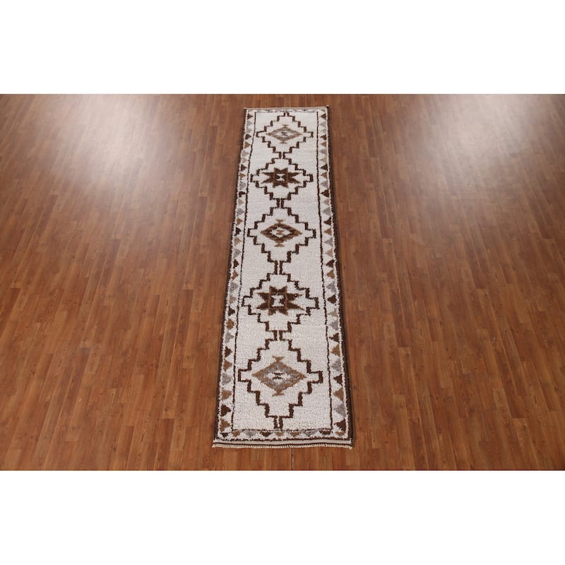 Tribal Anatolian Turkish Runner Rug Hallway Handmade Wool Carpet - 2'11"x 11'3"