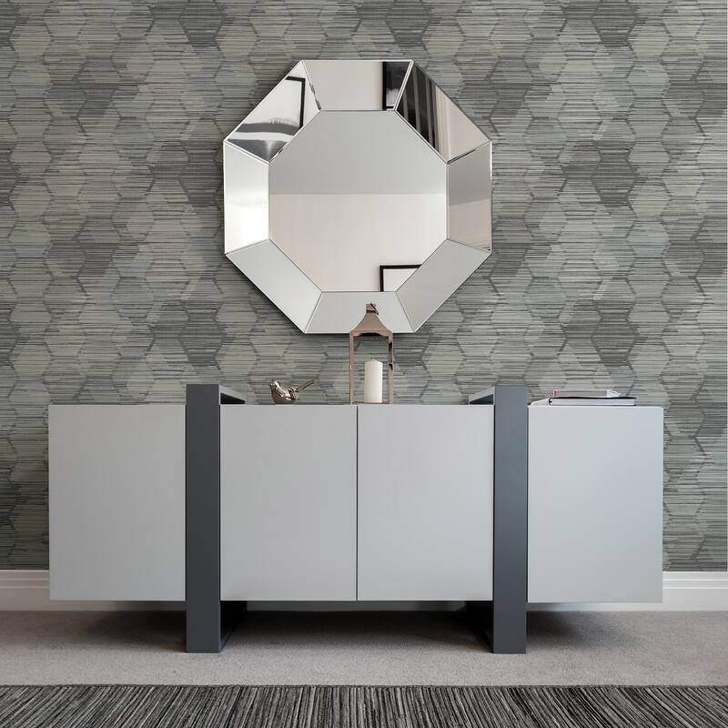 A-Street Prints Jabari Charcoal Geometric Faux Grasscloth Wallpaper
