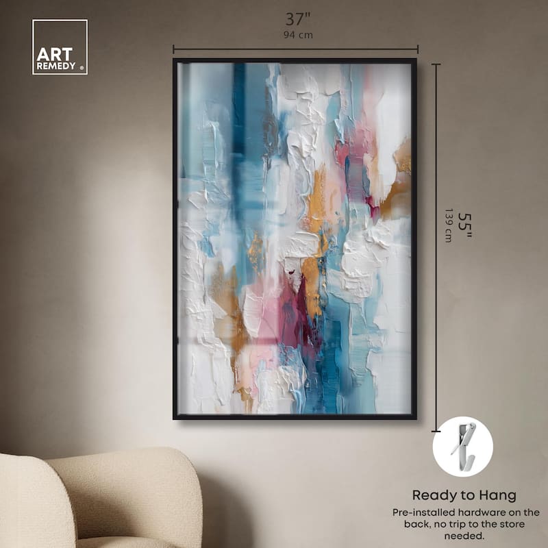 Petal Pink and Ocean Blue I Shadowbox by Art Remedy