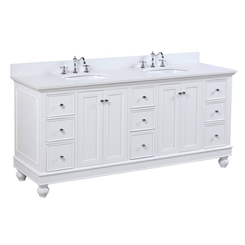 KitchenBathCollection Bella 72" Double Bathroom Vanity with Quartz Top