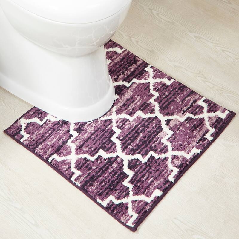 Better Trends Savio Collection 4 & 5 Pc Set Bathroom Rug - 100% Micro Polyester with Gel Foam Backing, Machine Washable Bath Mat