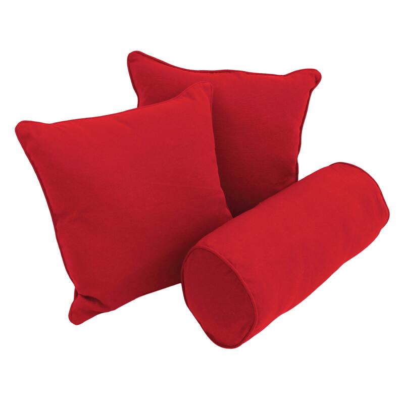 Delaney 3-Piece Twill Throw Pillow Set - Ruby Red