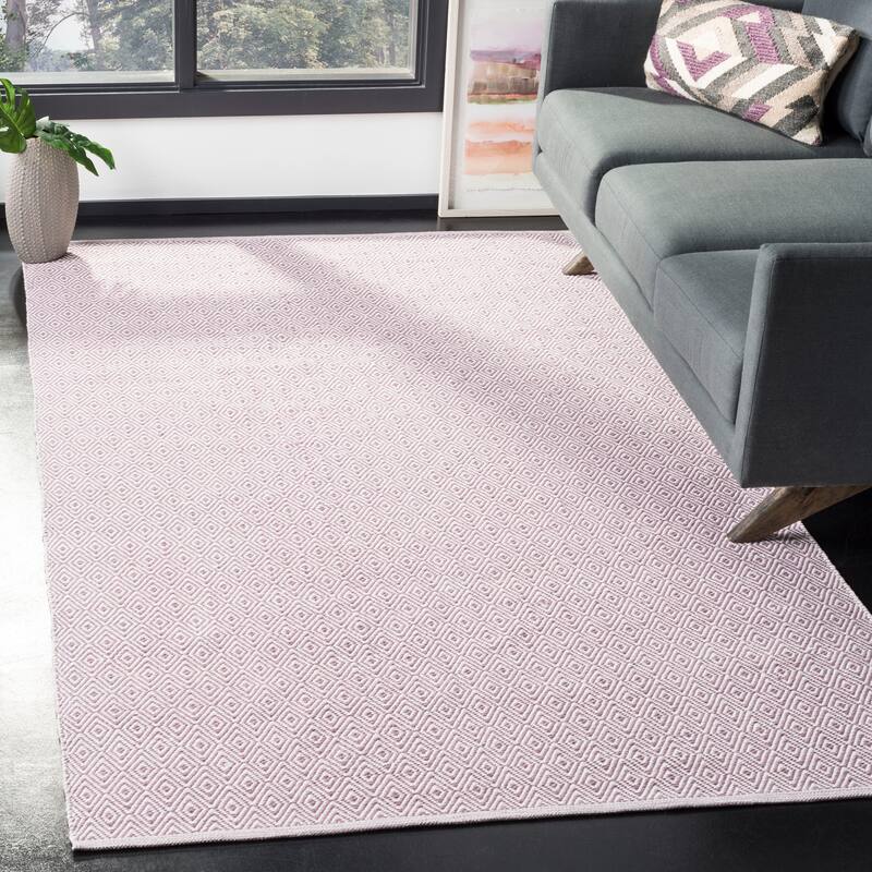 SAFAVIEH, Handmade Flatweave Montauk Brice Casual Cotton Rug - 8' x 10' - Ivory/Purple