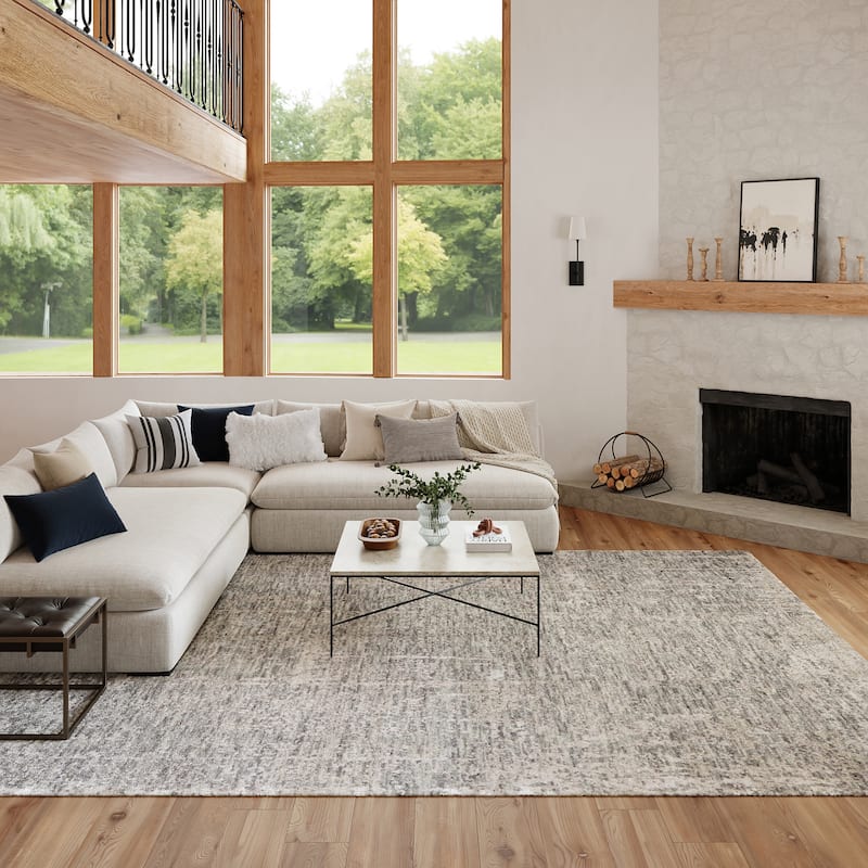 Nourison Luna Artistic Abstract Area Rug - 9'9" x 13'9" - Grey Silver - Rectangle