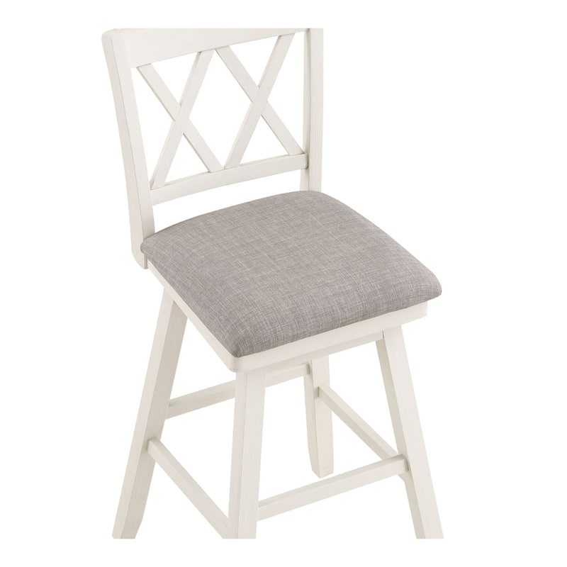 42.5" White High Double Cross Bar Stool with Swivel Seat