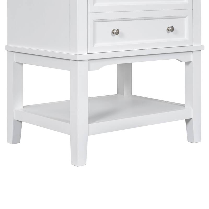 24 Inch MDF Freestanding Bathroom Vanity Set in White Integrated Ceramic Sink - 24" x 32" in.