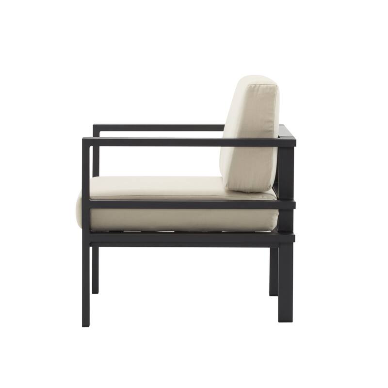 Modern Outdoor Lounge Chair with Aluminum Frame and Weather-Resistant Cushions