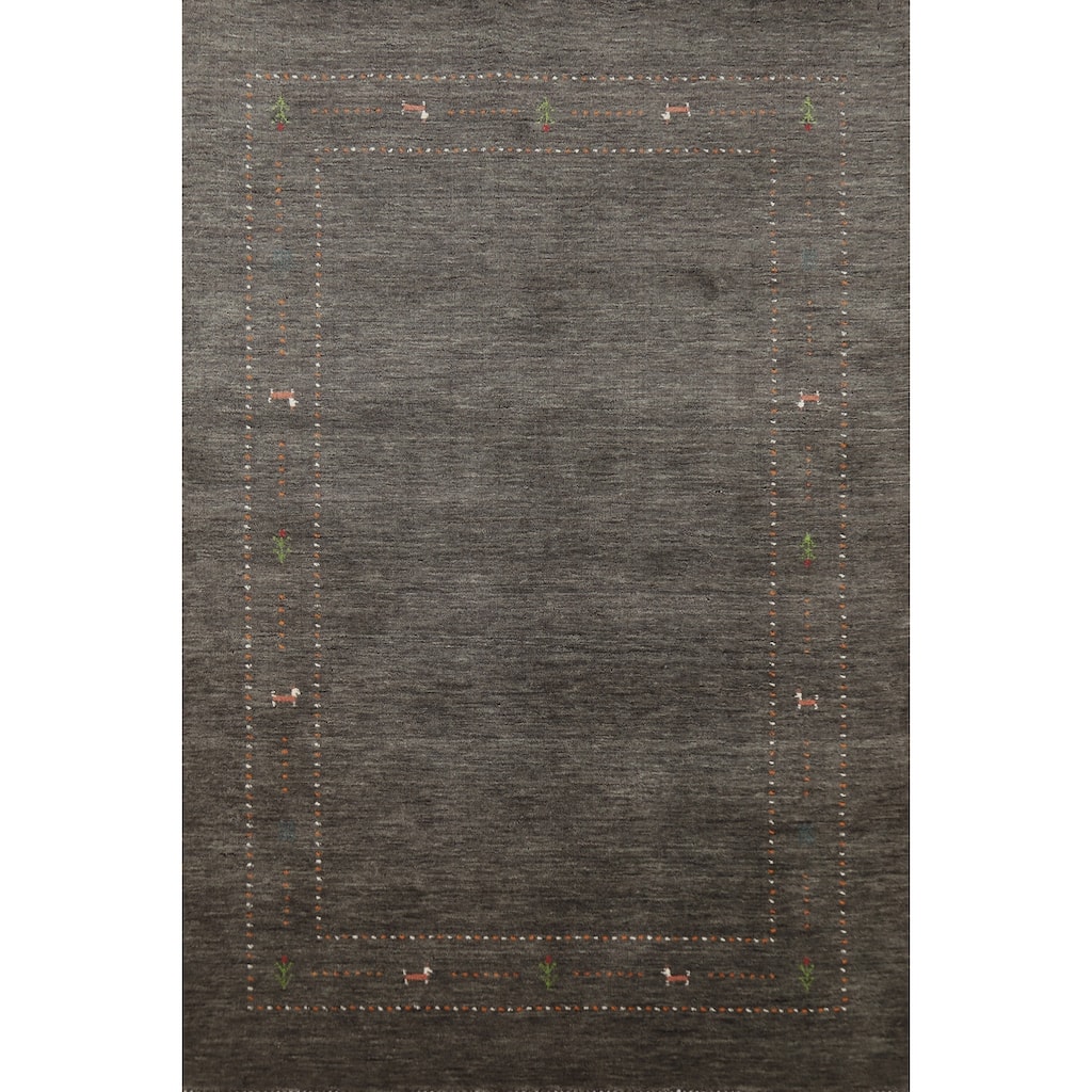 Gabbeh Indian Area Rug Hand-Knotted Tribal Wool Carpet - 5'1" x 7'8"