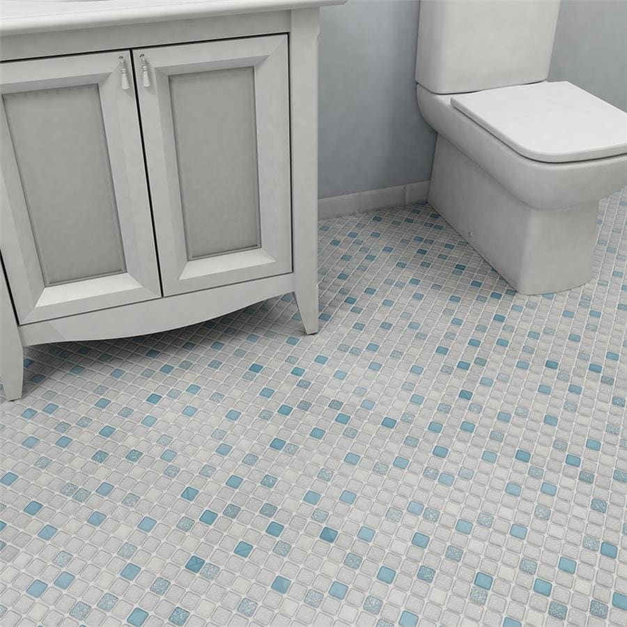 Merola Tile Crystalline Square Blue 12" x 12" Porcelain Floor and Wall Tile