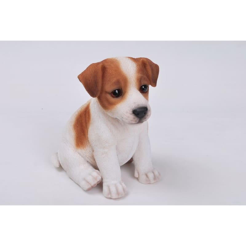 Sitting Jack Russel Terrier Puppy Outdoor Garden Statue - 6.5"