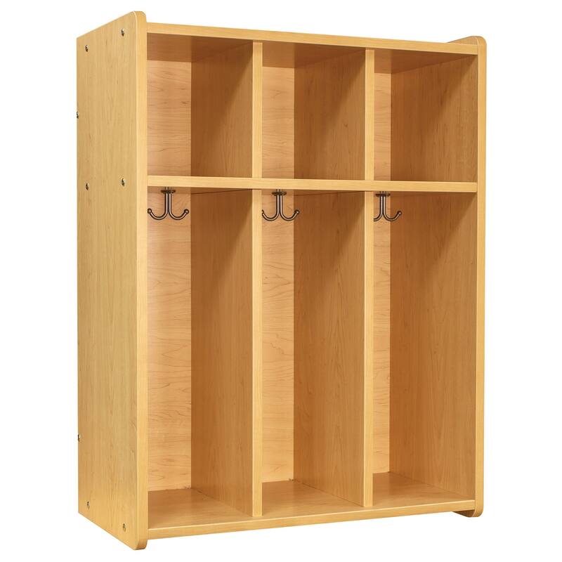 Tot Mate 3-Section Laminate Floor Locker - 28" x 15" x 37 1/2" - Assembled - Maple