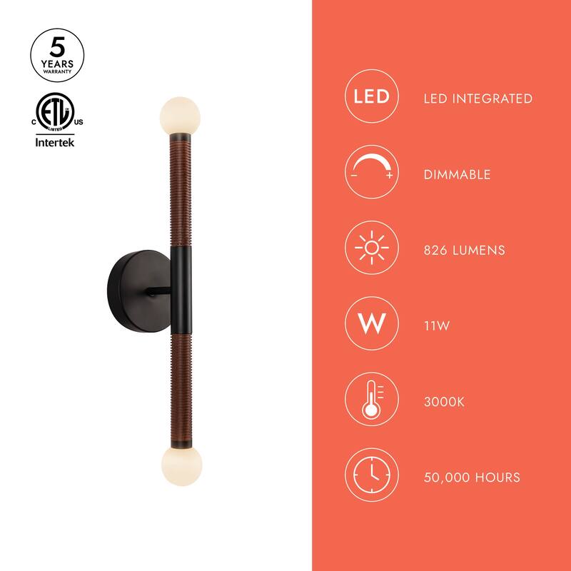 Alora Lighting WV612223-UNV Arden 2 Light 2" Wide LED Bath Bar with