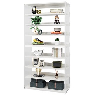 9-Tier Wood and Acrylic Bookshelf Bookcase for Home Office