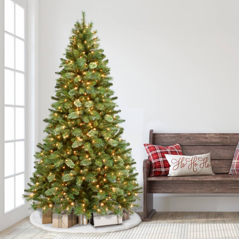 Puleo International 7.5 ft. Pre-Lit Teton Pine Artificial Christmas Tree