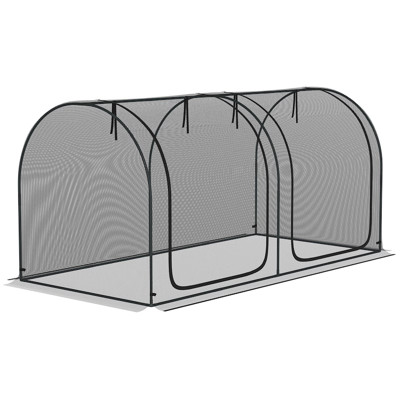 Outsunny 8' x 4' Crop Cage, Plant Protection Tent with Two Zippered Doors, Storage Bag and 4 Ground Stakes