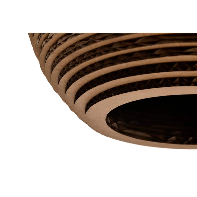 1-light Brown Natural Pendant Light With Nordic Style Globe Cardboard Shade For Dining Table